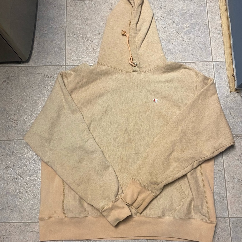 Super cool tan champion hoodie XL